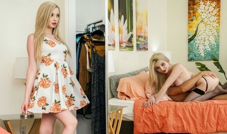 Ein Typ, der ein Date mit der heißen Blondine Lexi Lore hat, macht sich Sorgen um seinen Schwanz