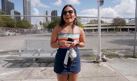 Wir haben ein wunderschönes Mädchen auf der Straße abgeholt und sie in einem Kleinbus gefickt