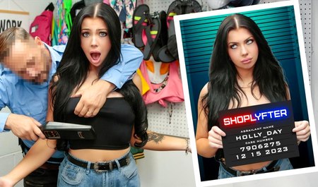 Sie hat Turnschuhe gestohlen und kann damit nach Hause gehen, wenn sie tut, was der Wachmann verlangt