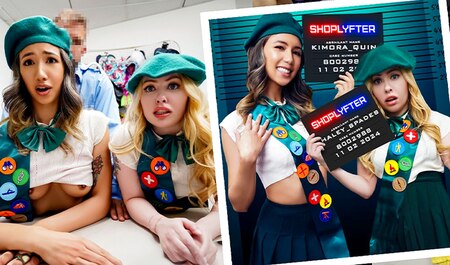 Ich habe ein paar Pfadfinderinnen an der Kasse erwischt und ihnen einen Gruppensex mit Entblößung geboten ...