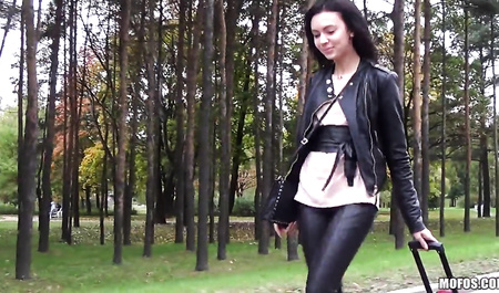 Ein Russe nahm eine Brünette mit und fickte sie in einem ausländischen Auto